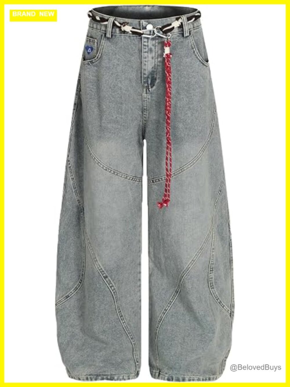 Unisex Baggy Barrel Jeans Wide Leg Denim Pants Y2K Streetwear Loose Fit Trousers